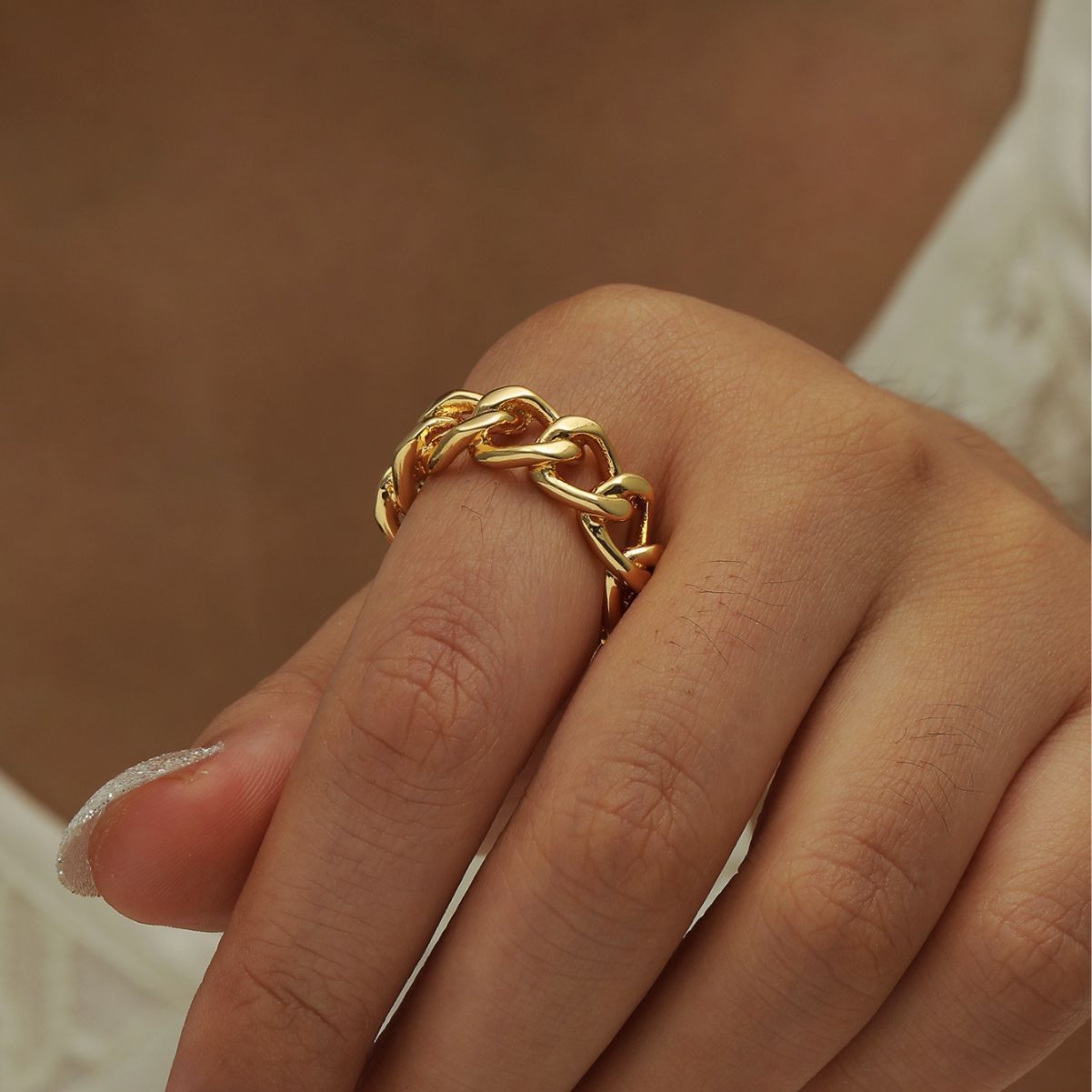 Light luxury exaggerated braided chain opening ring European and American niche design adjustable rings