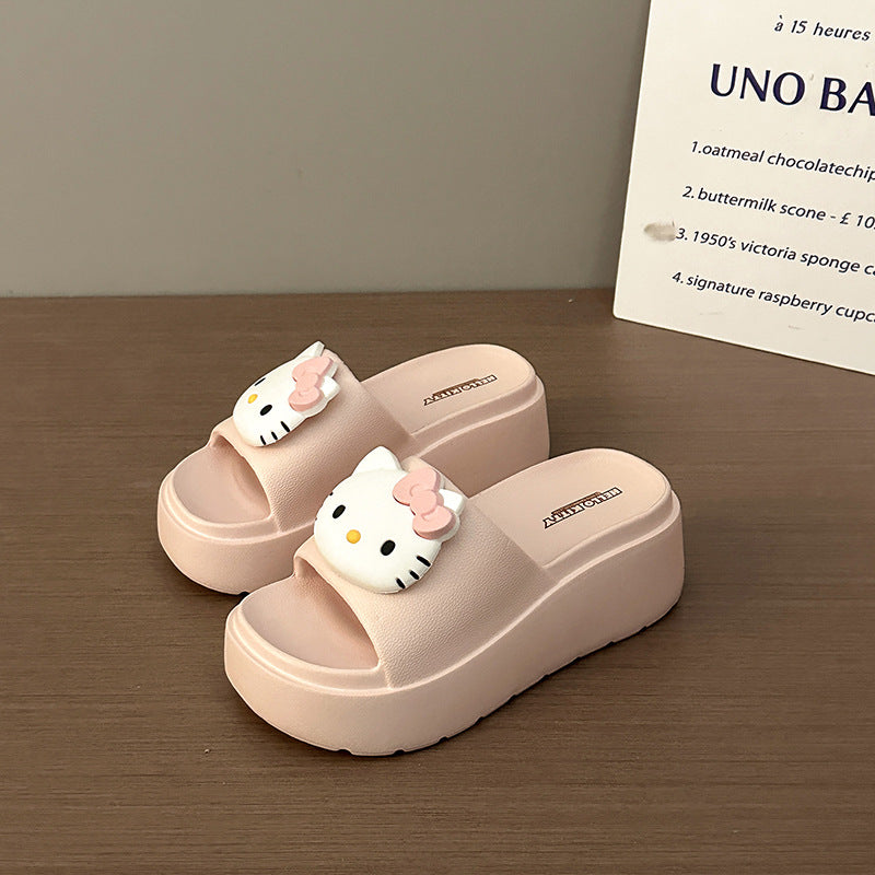 Sanrio cool slippers summer new wear heightened thick-soled non-smelly feet beach shoes indoor home non-slip slippers