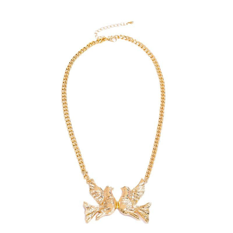 1 European and American fashion exaggerated fun hip-hop single item heavy metal gold peace dove female necklace street party style