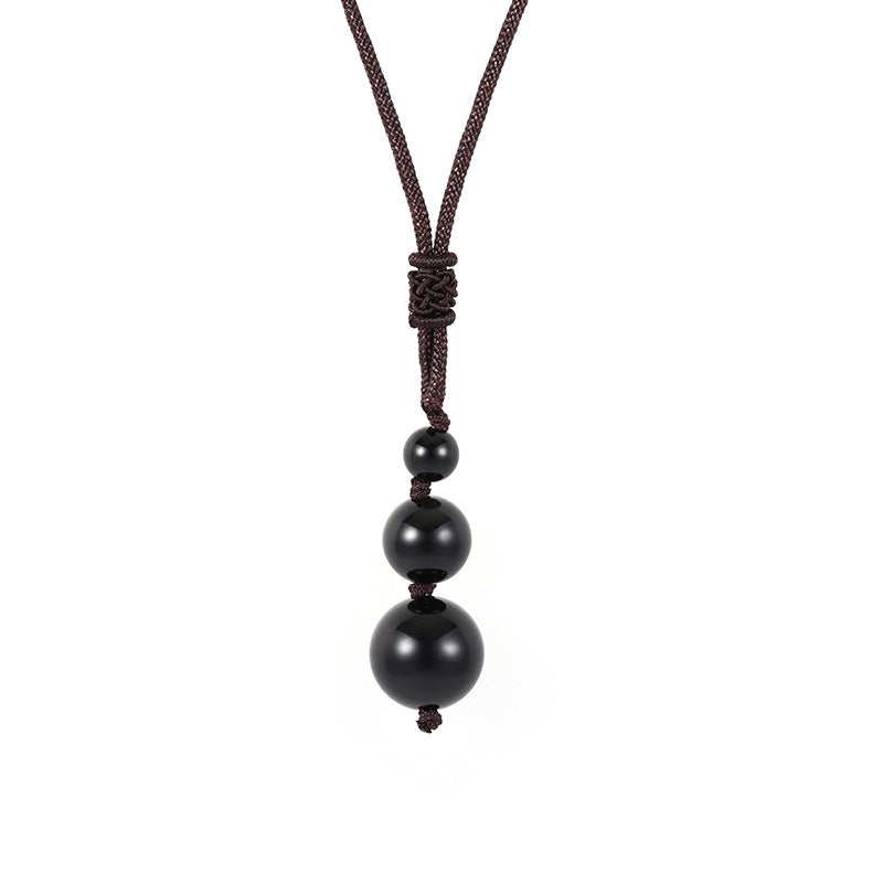 European and American fashion accessories 16MM natural amethyst pendant necklace red tiger's eye stone obsidian necklace men's and women's jewelry