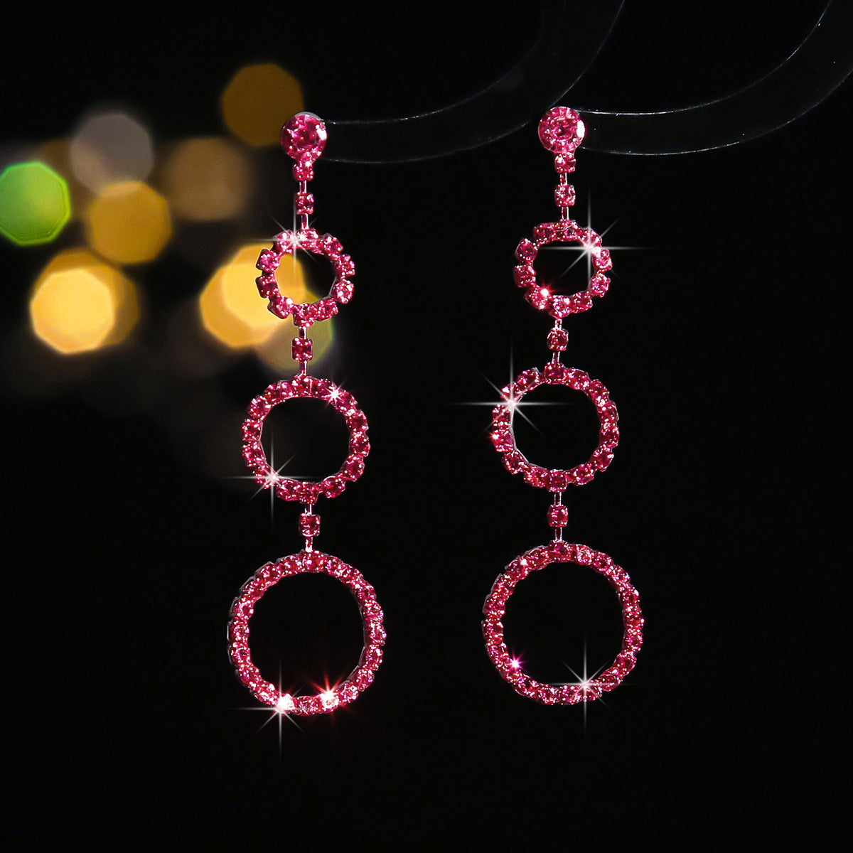 Machika high-end super flash full diamond long fringed earrings women's fashion temperament rhinestone ear jewelry earrings