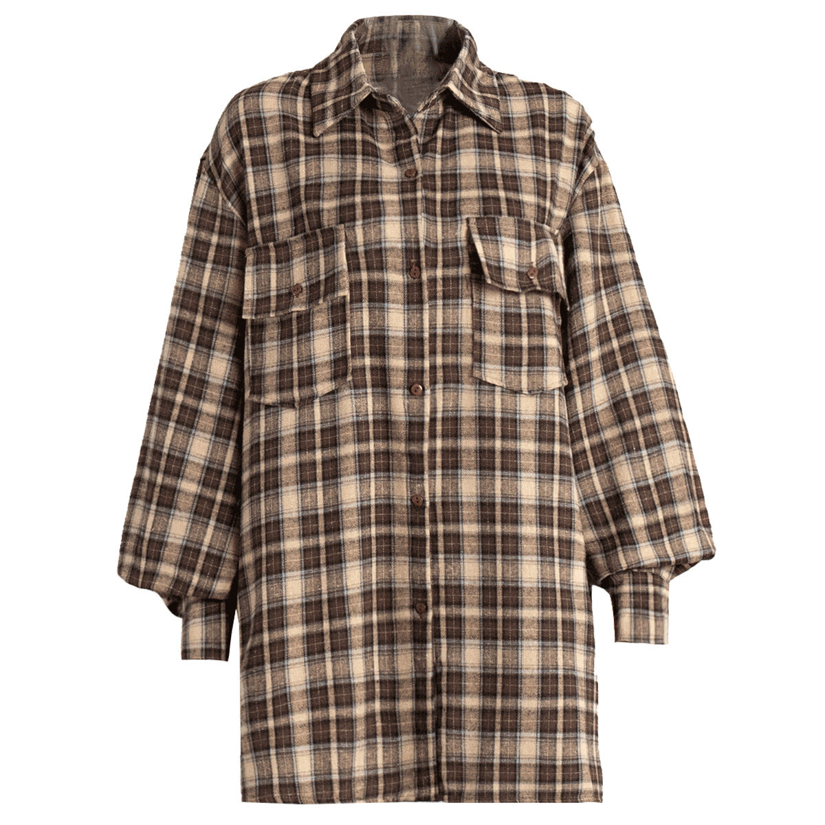 Spring and summer American retro plaid POLO collar shirt design sense primer plaid shirt loose women t-shirts