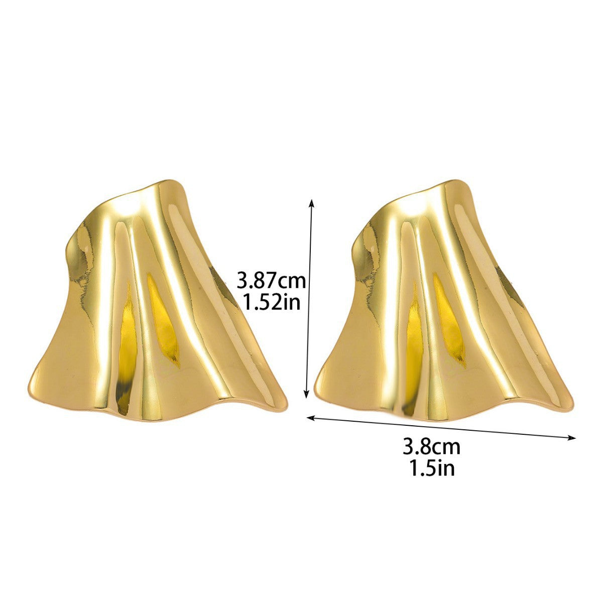 Design sense niche light luxury personality exaggerated concave-convex pleated earrings women, fashionable and exquisite OL simple versatile earrings