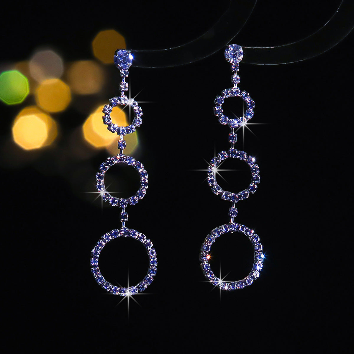 Machika high-end super flash full diamond long fringed earrings women's fashion temperament rhinestone ear jewelry earrings