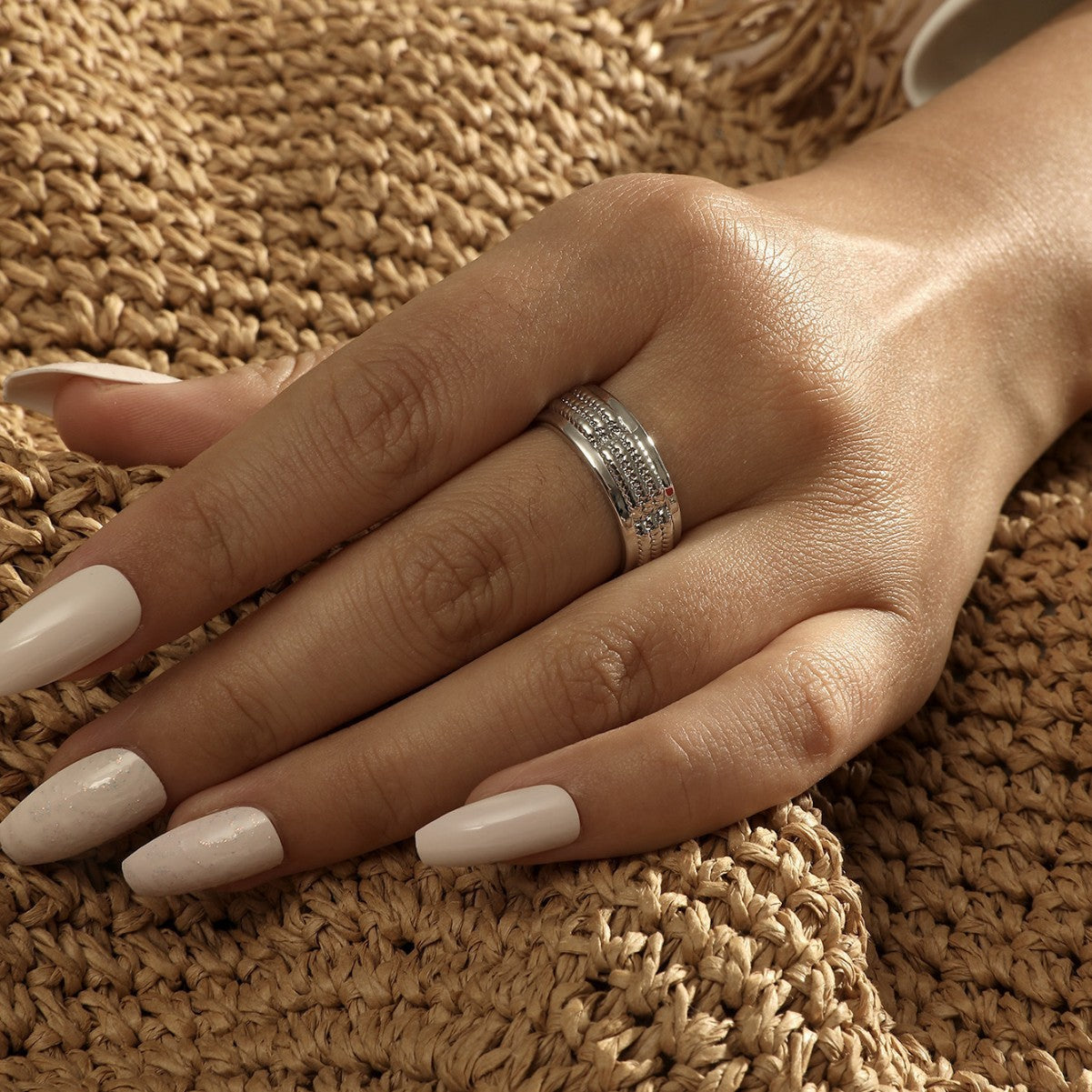Copper plated real gold European and American style wide mouth ring Internet celebrity same Korean accessories rings