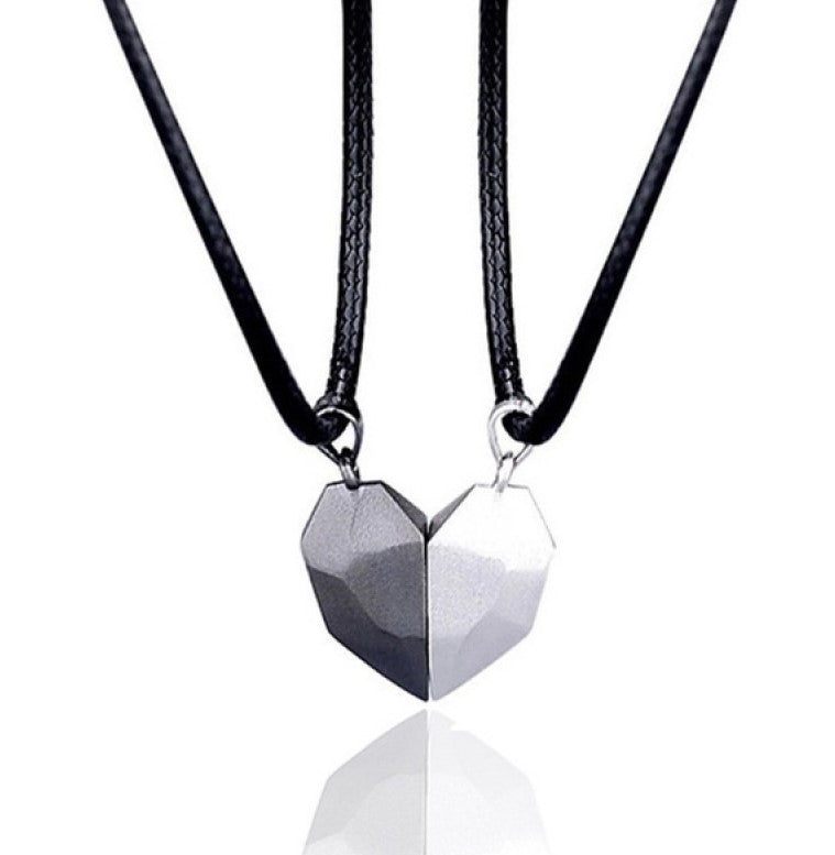 Dragon and Explosive Couple Love Item Magnet Necklace, Wishing Stone Pendant Heartbreak Clavicle Chain Heart Necklace