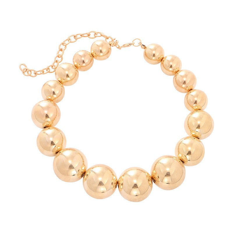 European and American jewelry, exaggerated large round bead punk collar collarbone chain, hot-selling geometric bead necklace women's beads