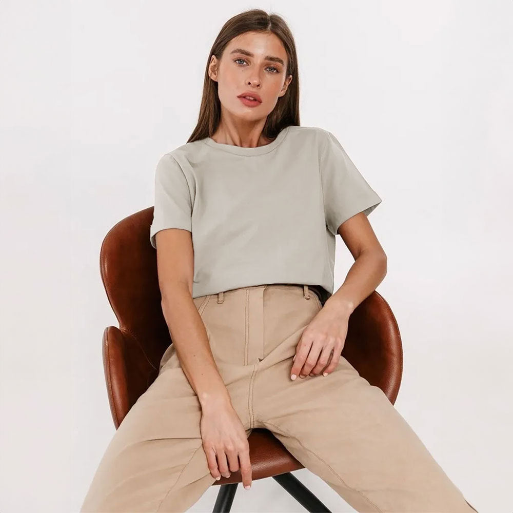 Short-sleeved T-shirt European and American summer new women's fashion casual home commuting versatile round neck short-sleeved T-shirt