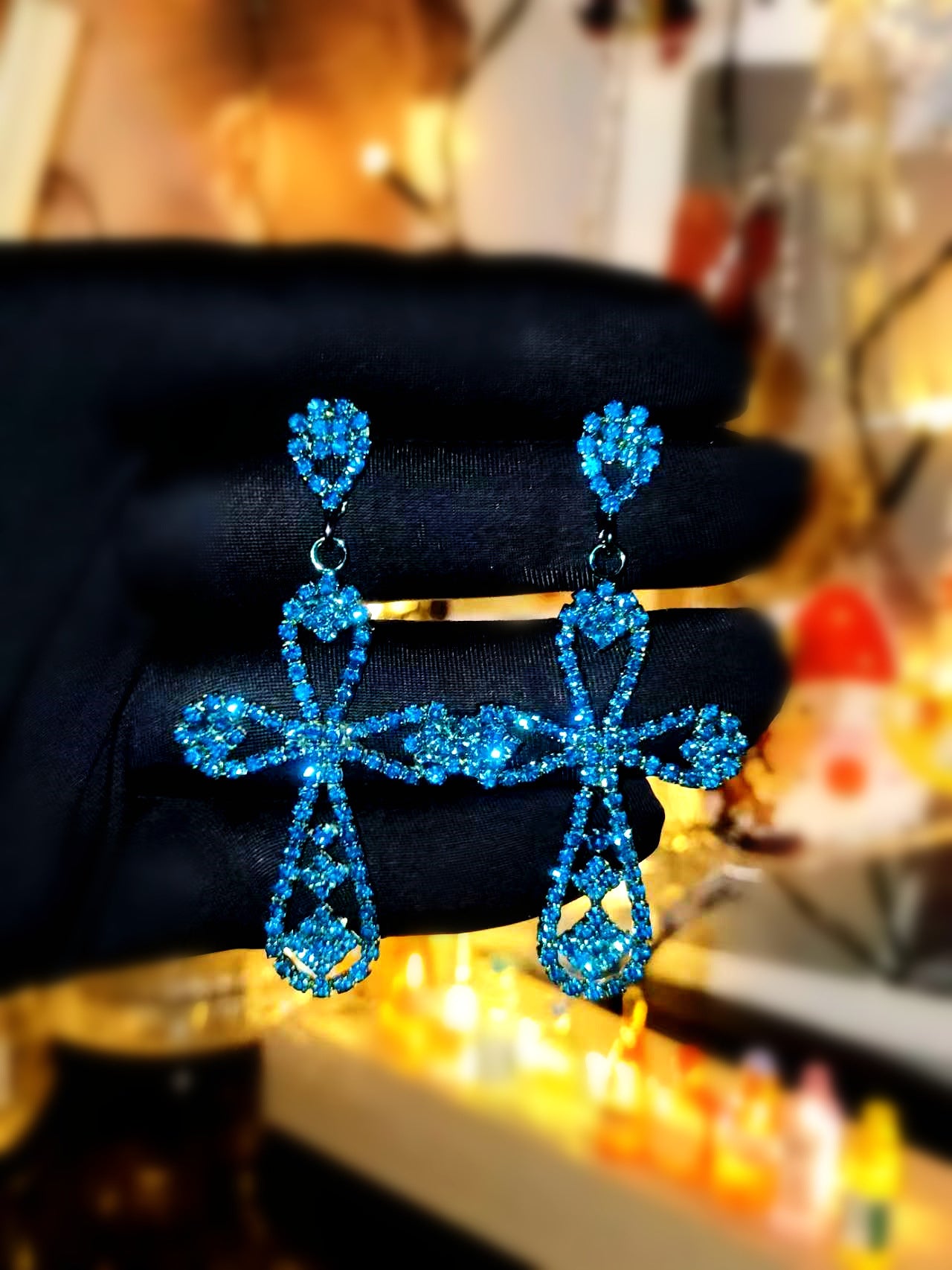 DINGKA high-end luxury flash diamond hollow cross long earrings women's temperament versatile earrings copper ear jewelry