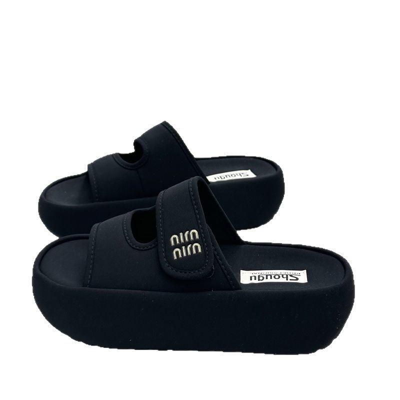 Height-increasing women's platform slippers new summer outer wear home Velcro with skirt non-slip versatile sandals