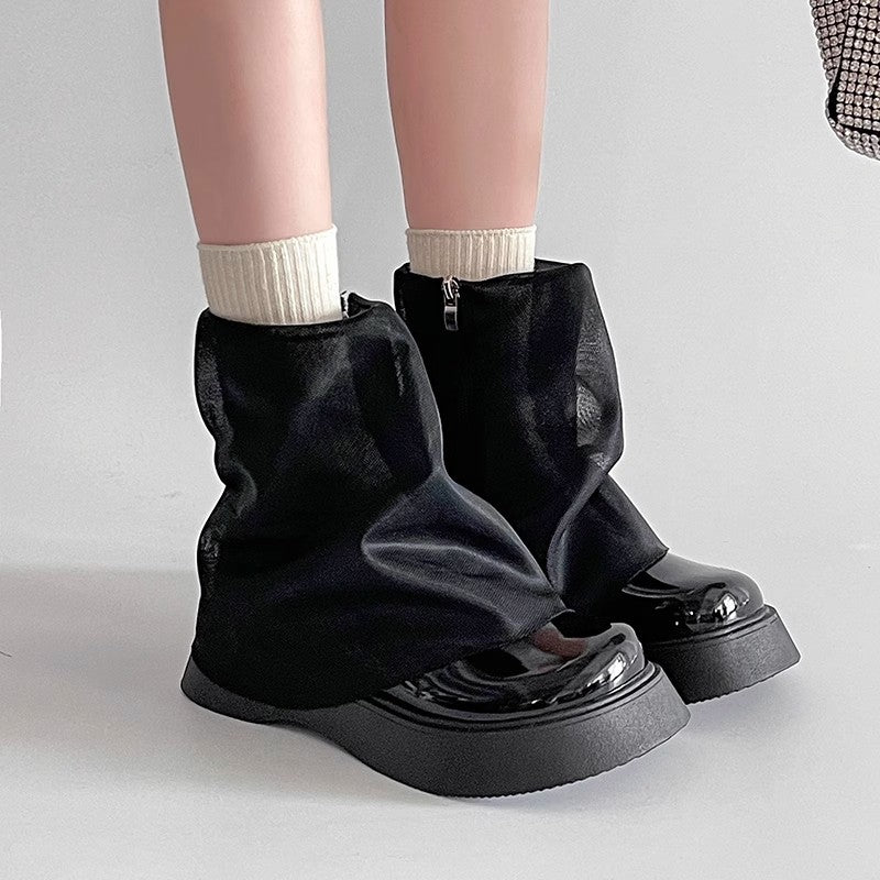 thick-soled heightening retro long boots women's new one-pedal long boots small trousers muffin bottom boots