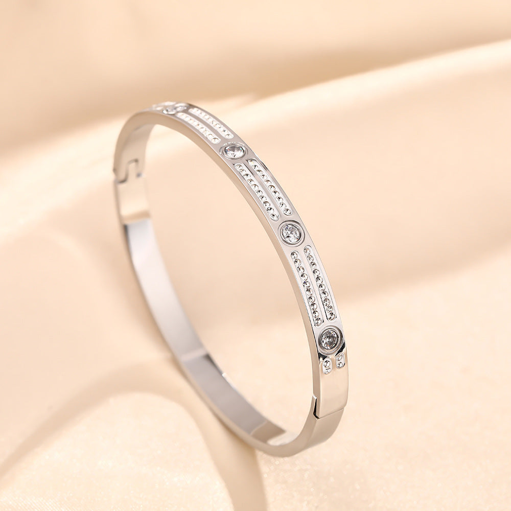 Kajia Gypsy two-row diamond bracelet, popular big names in men, women and Europe, new bracelet titanium steel rose gold