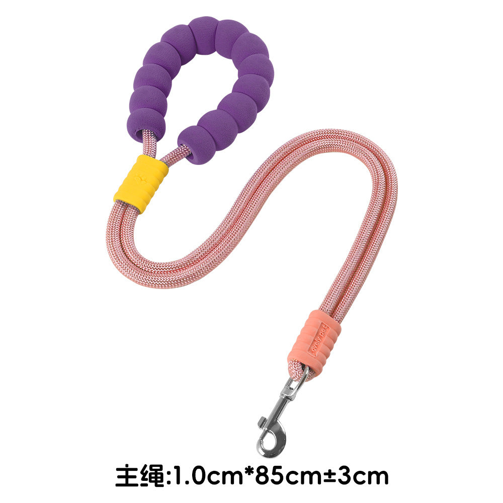 Dog leash, crossbody cloud bubble foam grip contrasting color P rope, puppy out pet walking dog rope