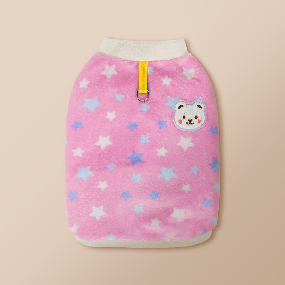 Cute autumn and winter dog bear vest vest vest can be towed simple wind small dog cat pet clothes dog toy