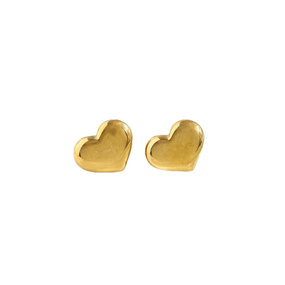 European and American niche light luxury temperament titanium steel stud earrings women's love peach heart ins cold wind 925 silver needle earrings jewelry