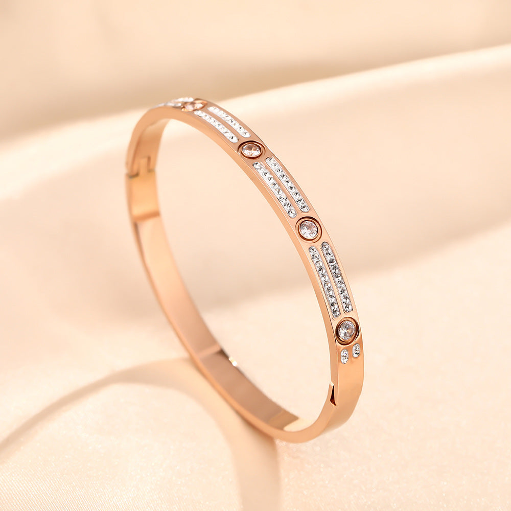 Kajia Gypsy two-row diamond bracelet, popular big names in men, women and Europe, new bracelet titanium steel rose gold