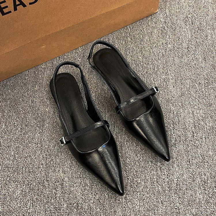 Flat bottom versatile bag head sandals women's shoes new Mary Jane with skirt pointed temperament niche single beanie shoes