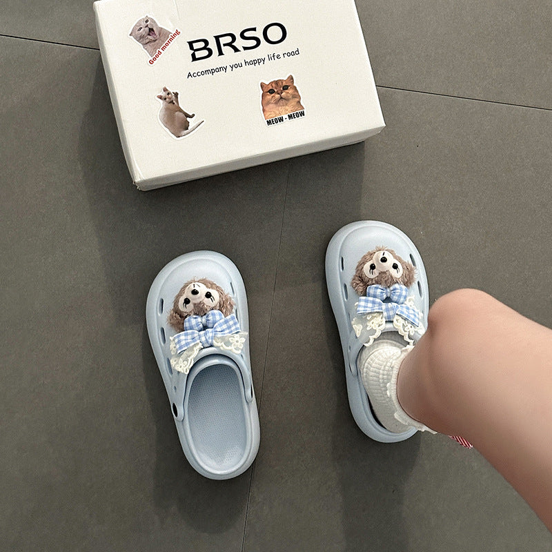 bow Sydney bag head half slippers women's outer wear spring and summer new hole shoes two wear sandals