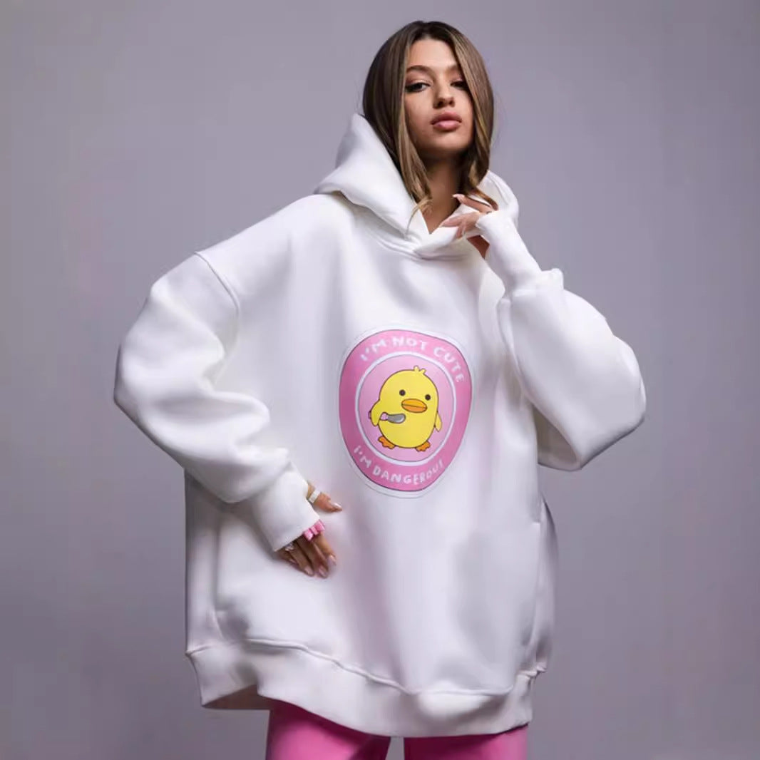 Hoodie sweater European and American autumn and winter new women's ins loose sports and leisure printed hooded sweater