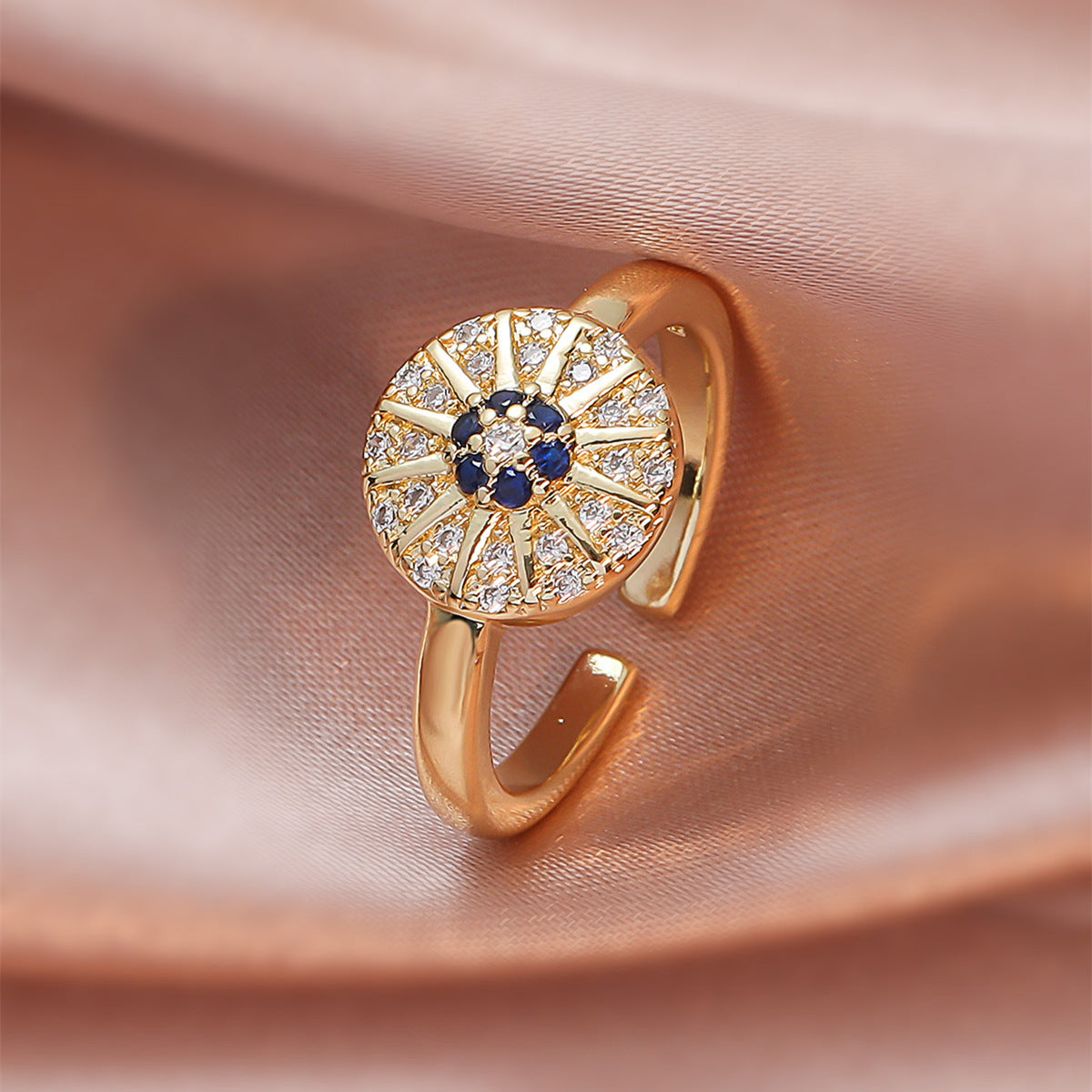 Light luxury design living mouth diamond set gemstone women's rings, temperament serpentine zir*****pening women's ring hand jewelry