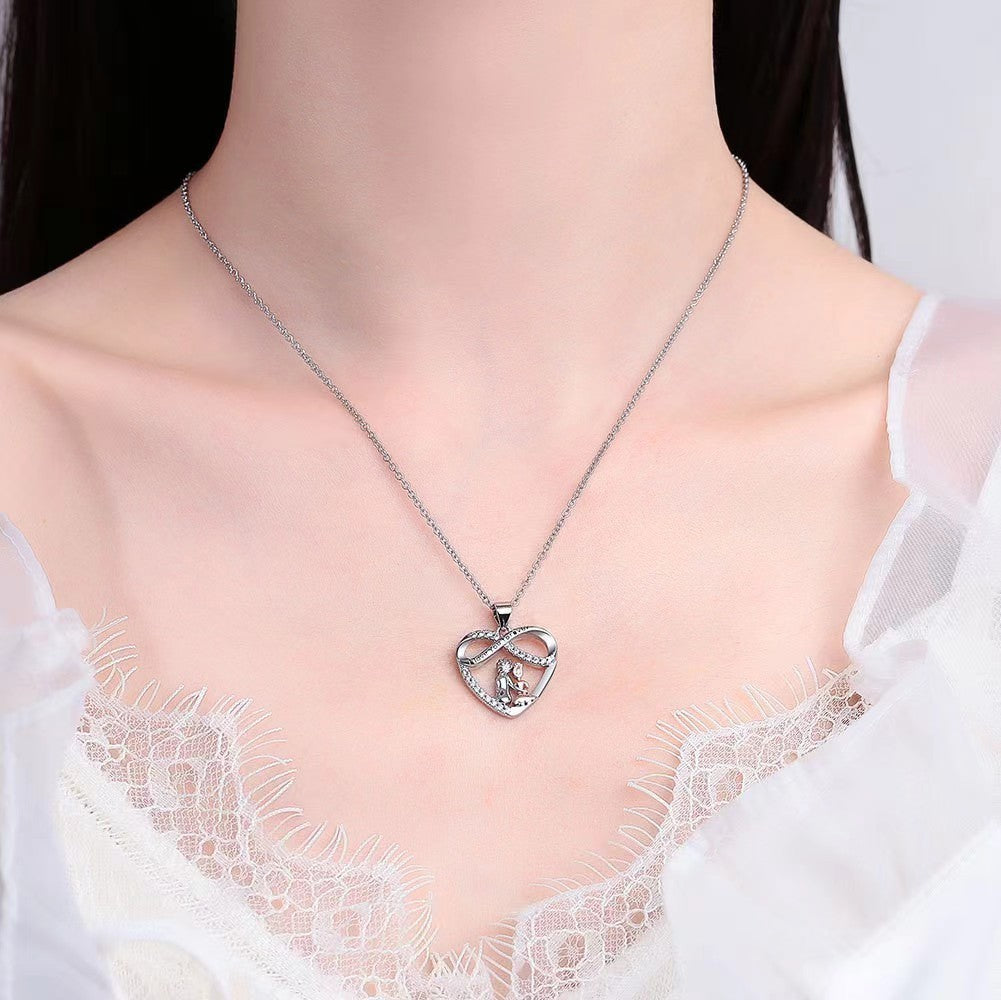 New Endless Love Mother and Daughter Necklace Women's Elegant Diamond-set Design Pendant Personalized Versatile Chain Jewelry