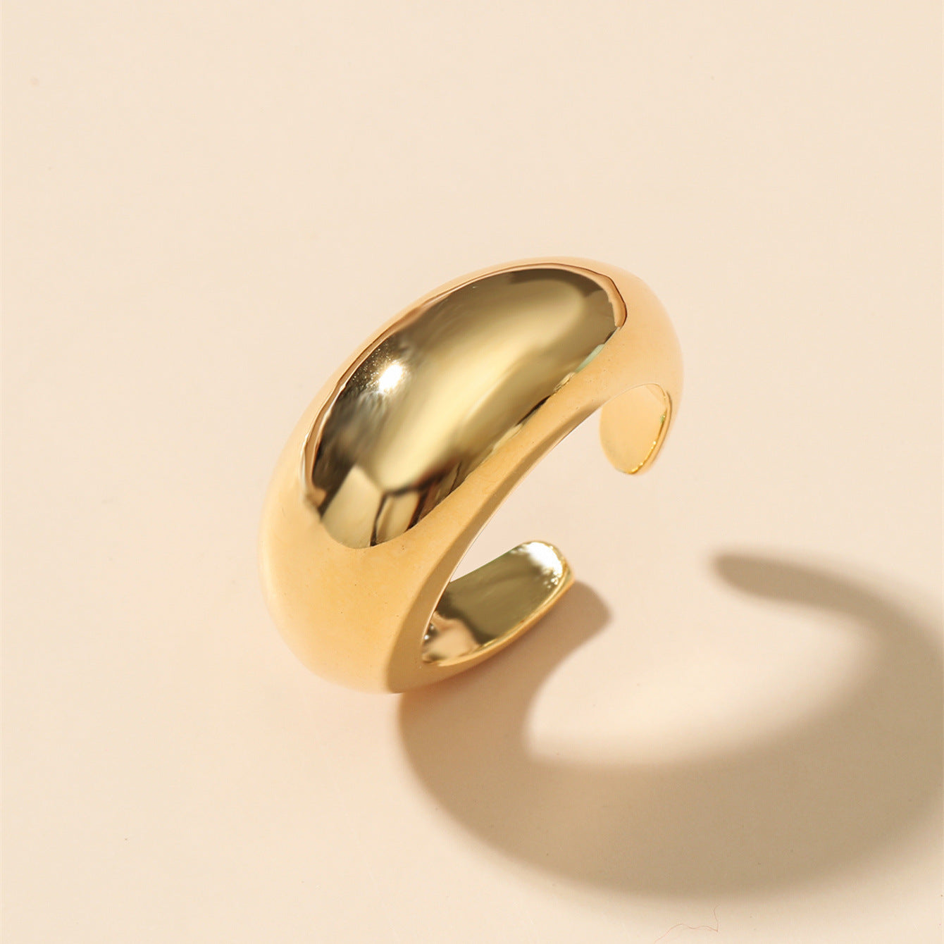 Korean version ins niche design simple geometric arc surface smooth surface texture open rings women's fashion ring wholesale