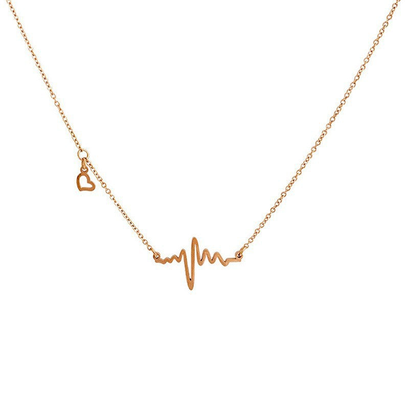 Fashion Personality Titanium Steel Necklace Women's Electrocardiogram Pendant Beating Heart Premium Temperament Clavicle Chain Jewelry