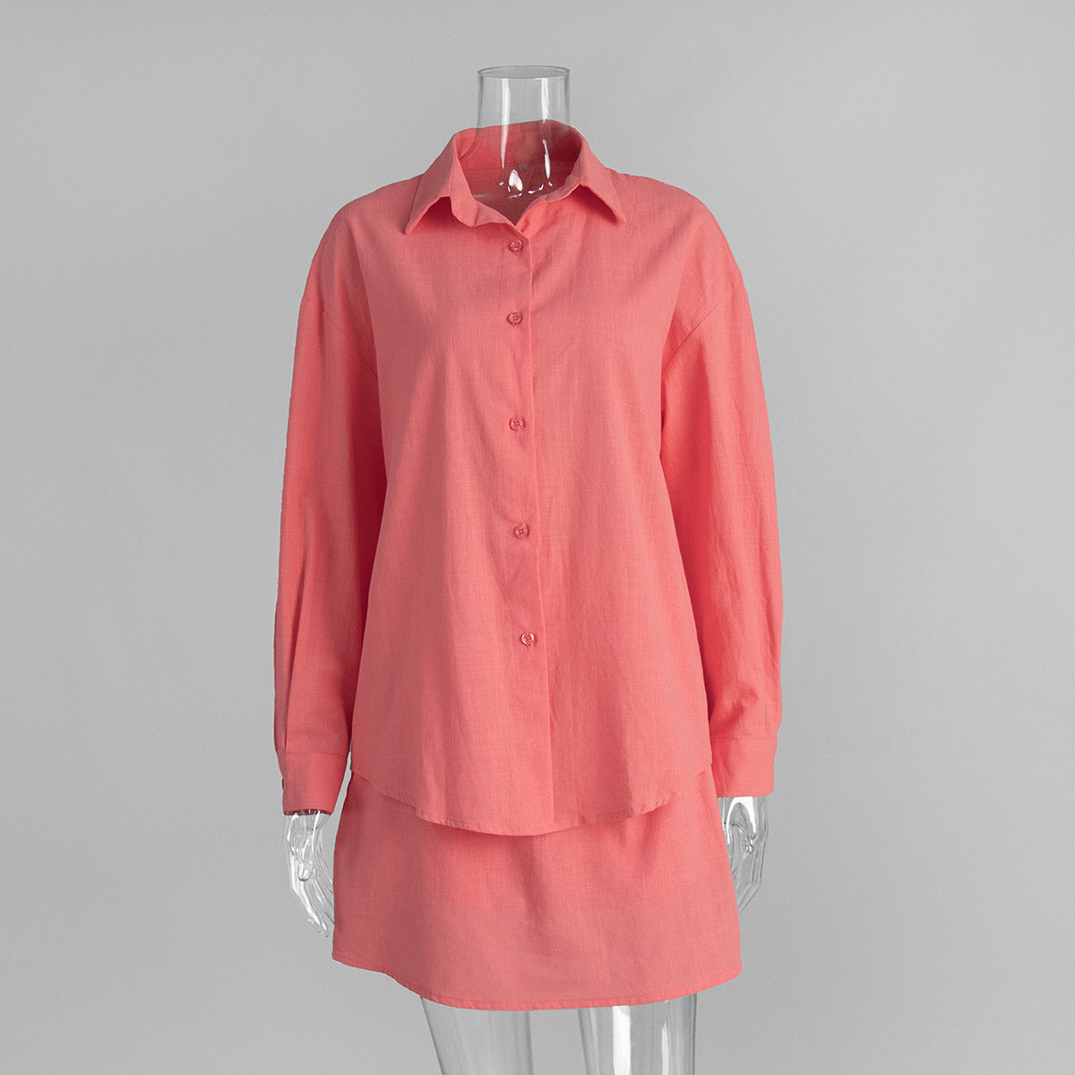 Pure cotton shirt short skirt set women's European and American summer loose shirt + skirt casual suits women
