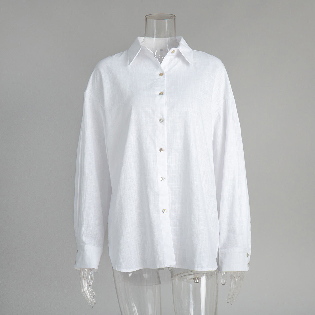 Casual shirt European and American spring and summer fashion versatile lazy fashion casual solid color simple loose shirt t-shirts