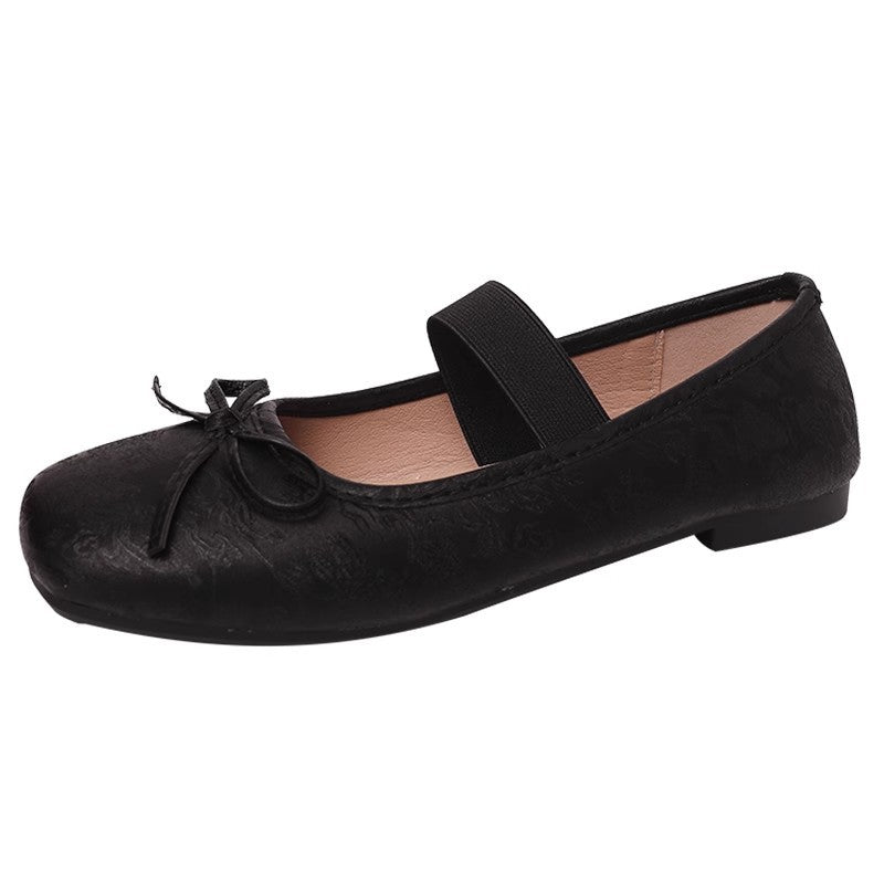 French fairy style bow single shoes in the summer of new gentle matching skirt soft-soled ballet single beanie shoes women