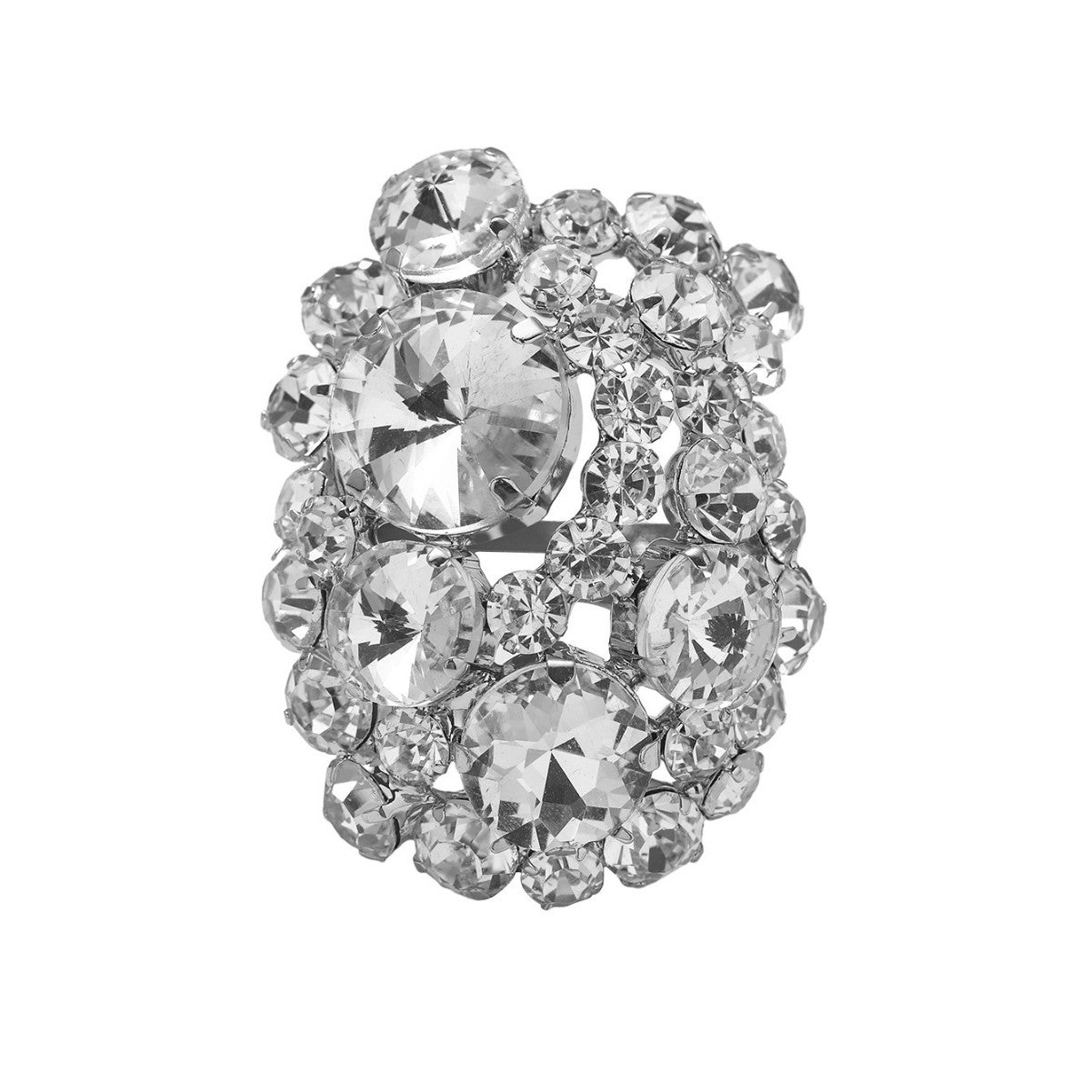 Europe, America, high-end gorgeous shiny crystal open ring women, geometric oval rhinestone ring ring rings