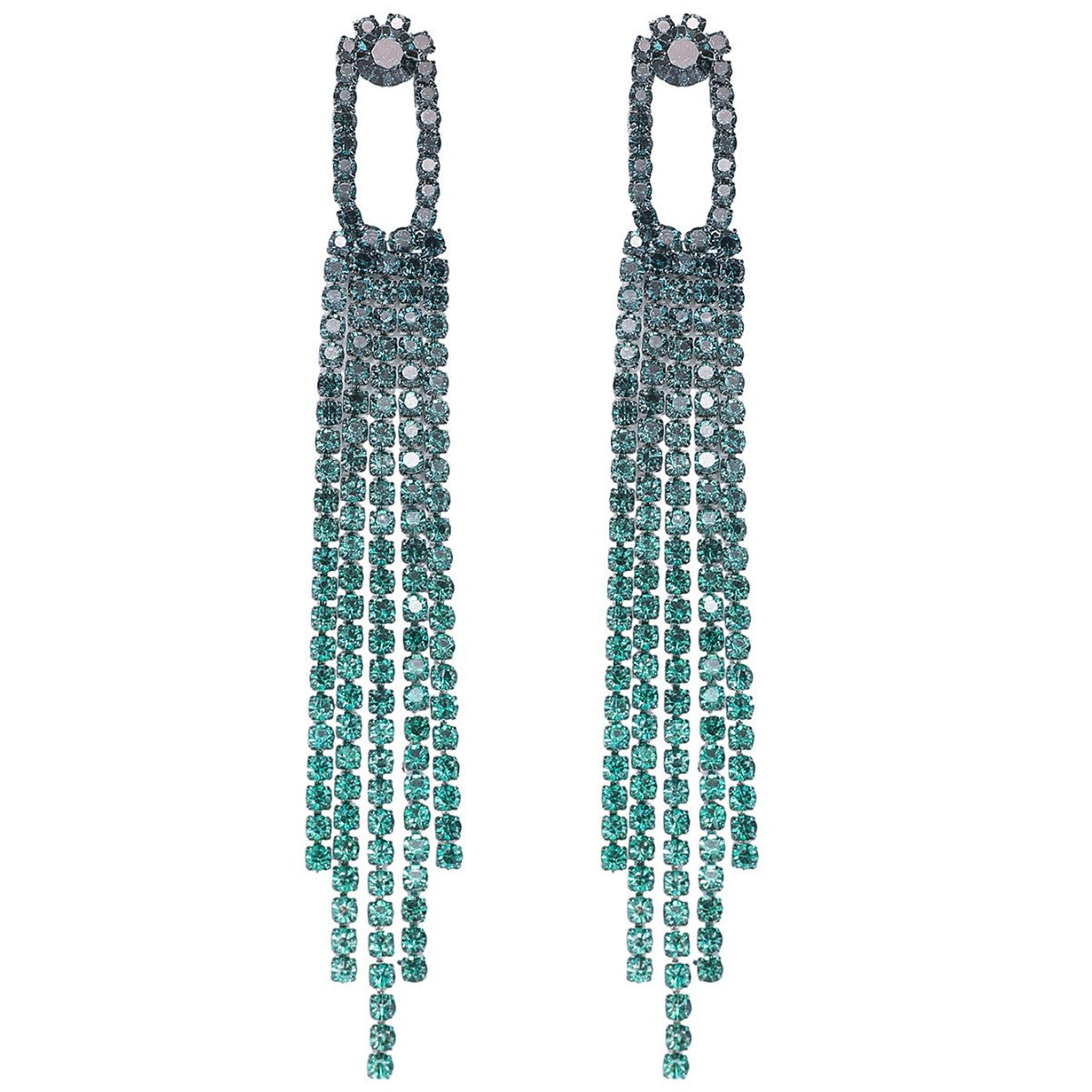 DINGKA banquet accessories, high-end luxury full diamond long fringed earrings, fashionable temperament women's stud earrings