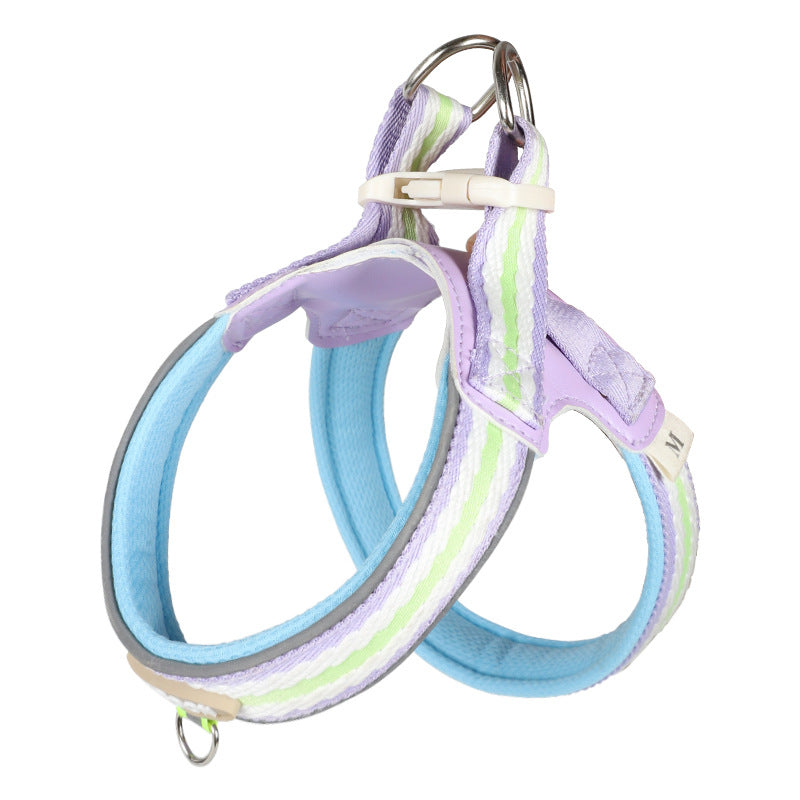 Summer dog leash contrasting colors soft breathable pet chest strap small dog dog chest back walking dog toy