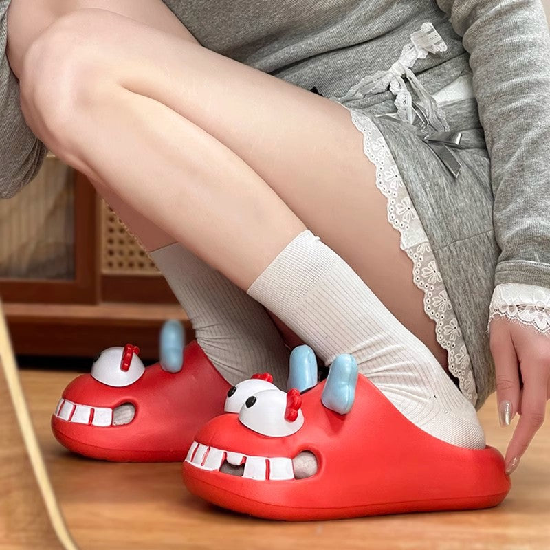 Funny personality hole shoes women's outer wear cartoon cute student indoor non-slip home bag head cool slippers summer