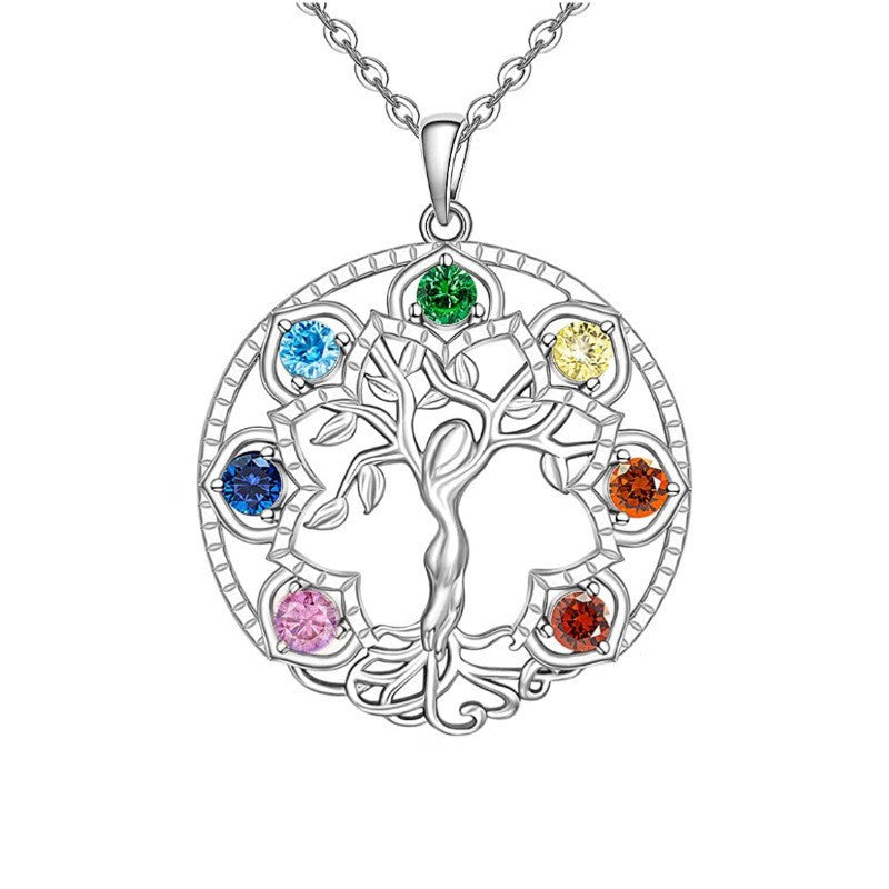 Dragon and new, personalized fashion hollow tree of life micro diamond men's and women's collarbone chain pendant necklace