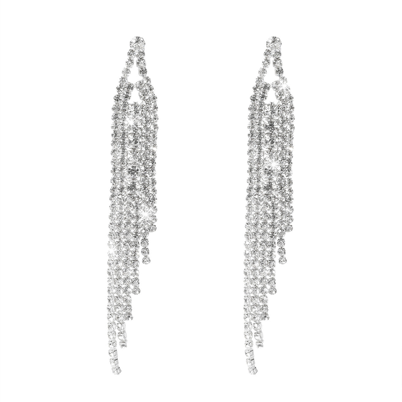 Choka Fashion Full Diamond Long Fringed Earrings Women's Temperament Rhinestone Earrings Ear Jewelry Earrings