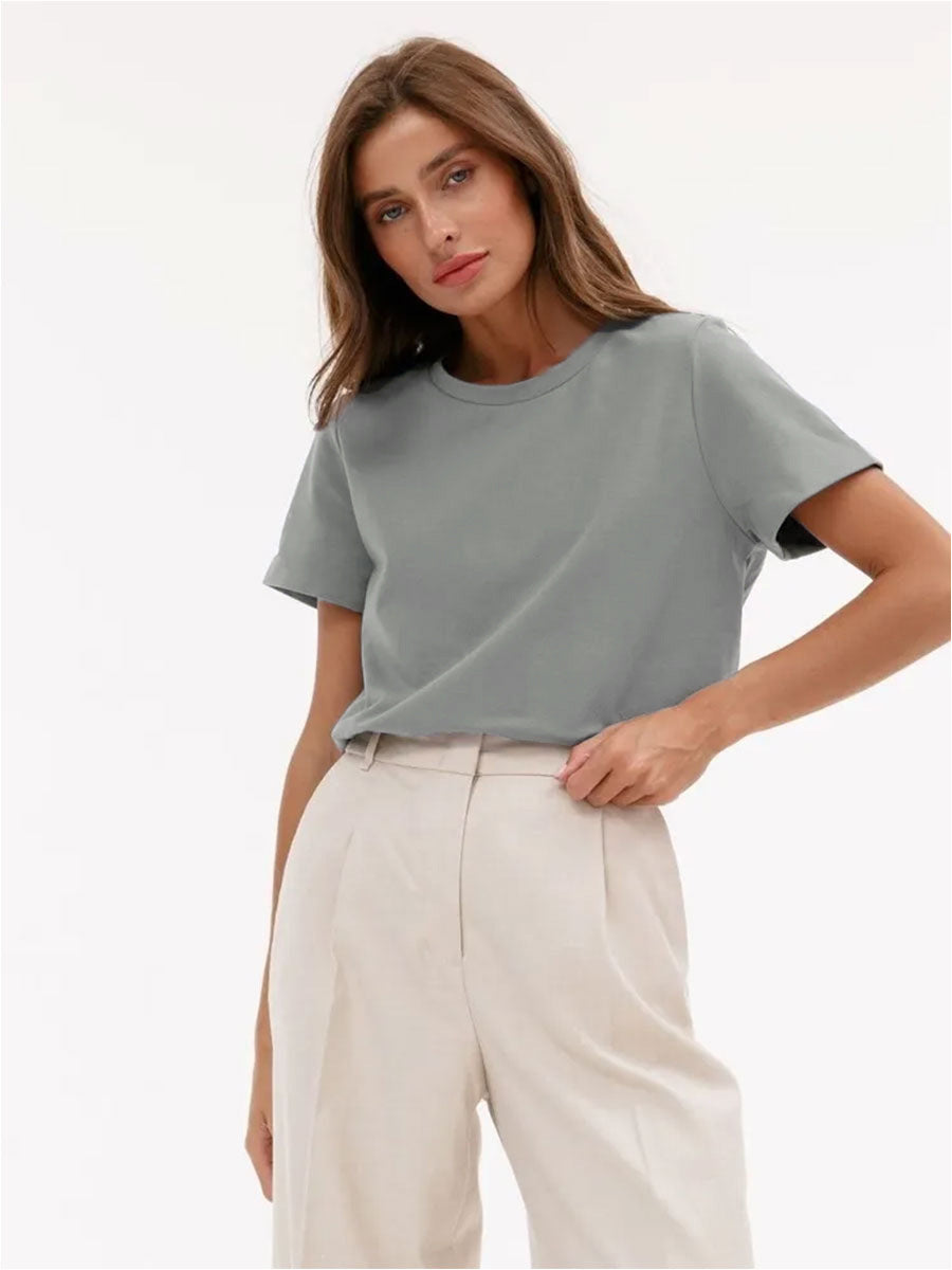 Short-sleeved T-shirt European and American summer new women's fashion casual home commuting versatile round neck short-sleeved T-shirt