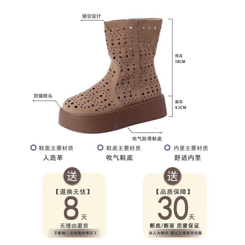 Hollow breathable short boots children's summer thin new flat-bottomed casual Martin boots Birkenstock hole cool boot shoes