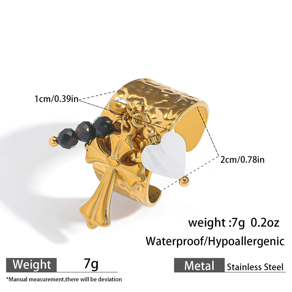 Malt European and American Stainless Steel Holiday Wind Opening Ring Conch Starfish Shell Pearl Blossom Cherry Rings Hand Jewelry