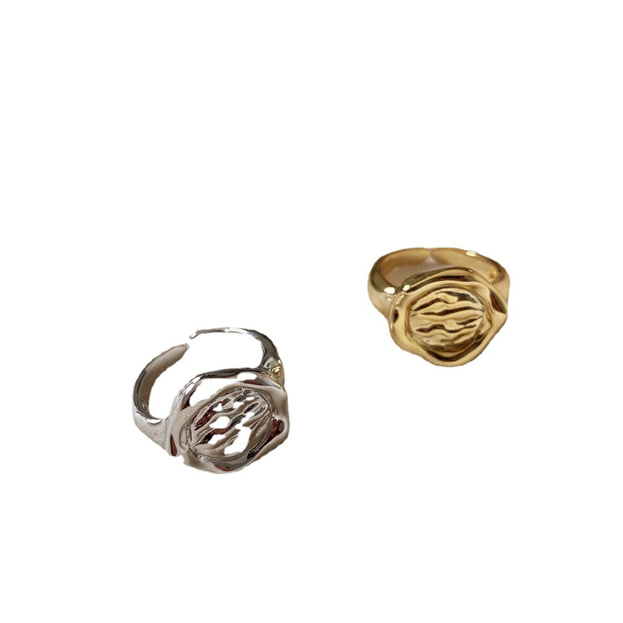 French Open Ring Vintage Irregular Bump Texture Abstract Pattern Rings