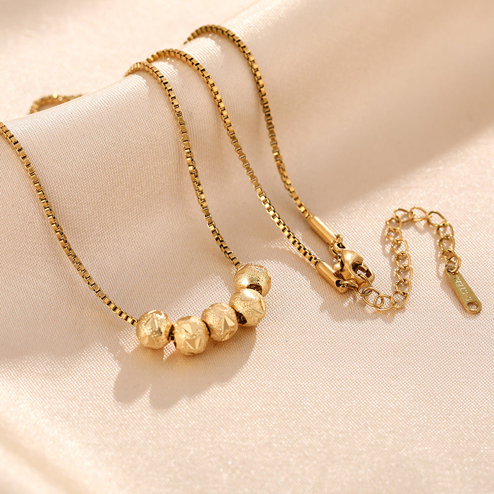 Titanium steel necklace women's Wufu transfer bead pendant light luxury niche temperament collarbone chain jewelry
