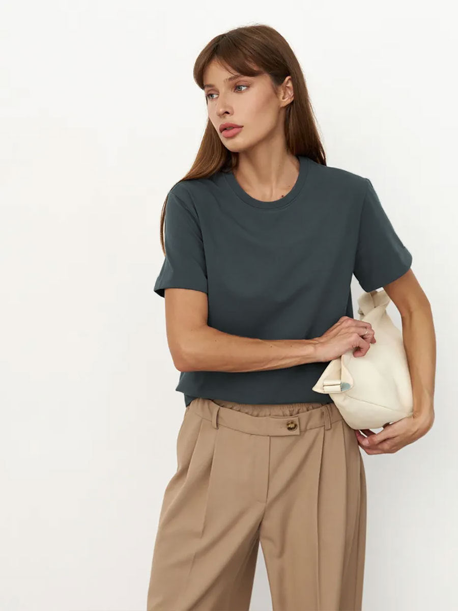 Short-sleeved T-shirt European and American summer new women's fashion casual home commuting versatile round neck short-sleeved T-shirt