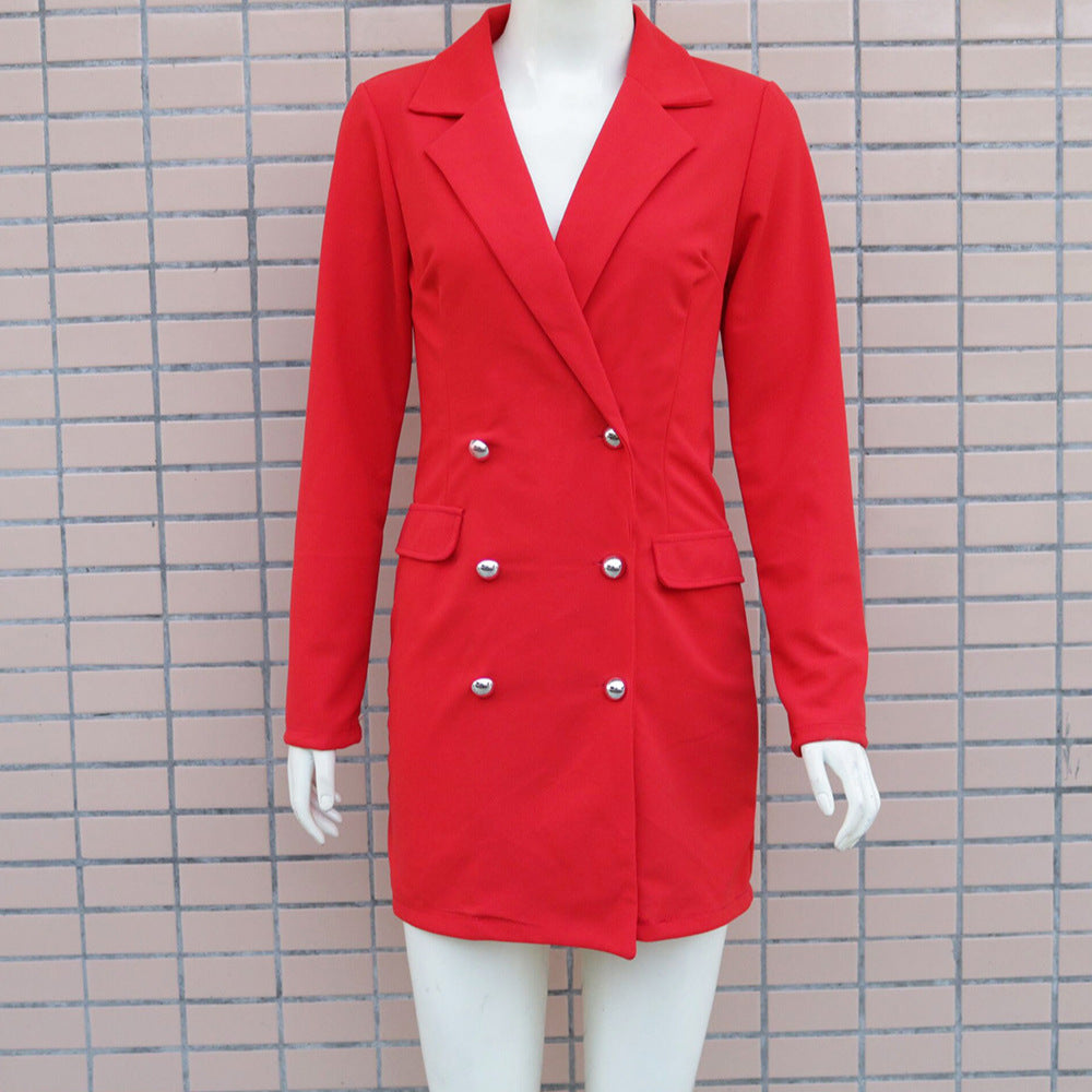 Cross-border European and American foreign trade new long-sleeved slim-fit hip-wrapped dress jackets