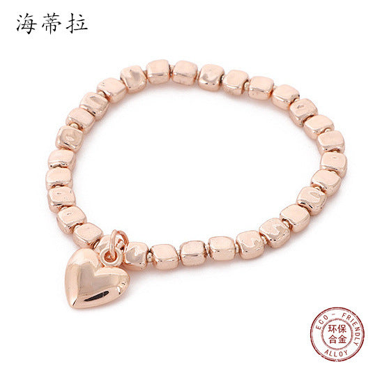 Europe and the United States hot-selling new rose gold-plated love bracelet, fashionable and environmentally friendly alloy heart-shaped pendant women's versatile bracelet