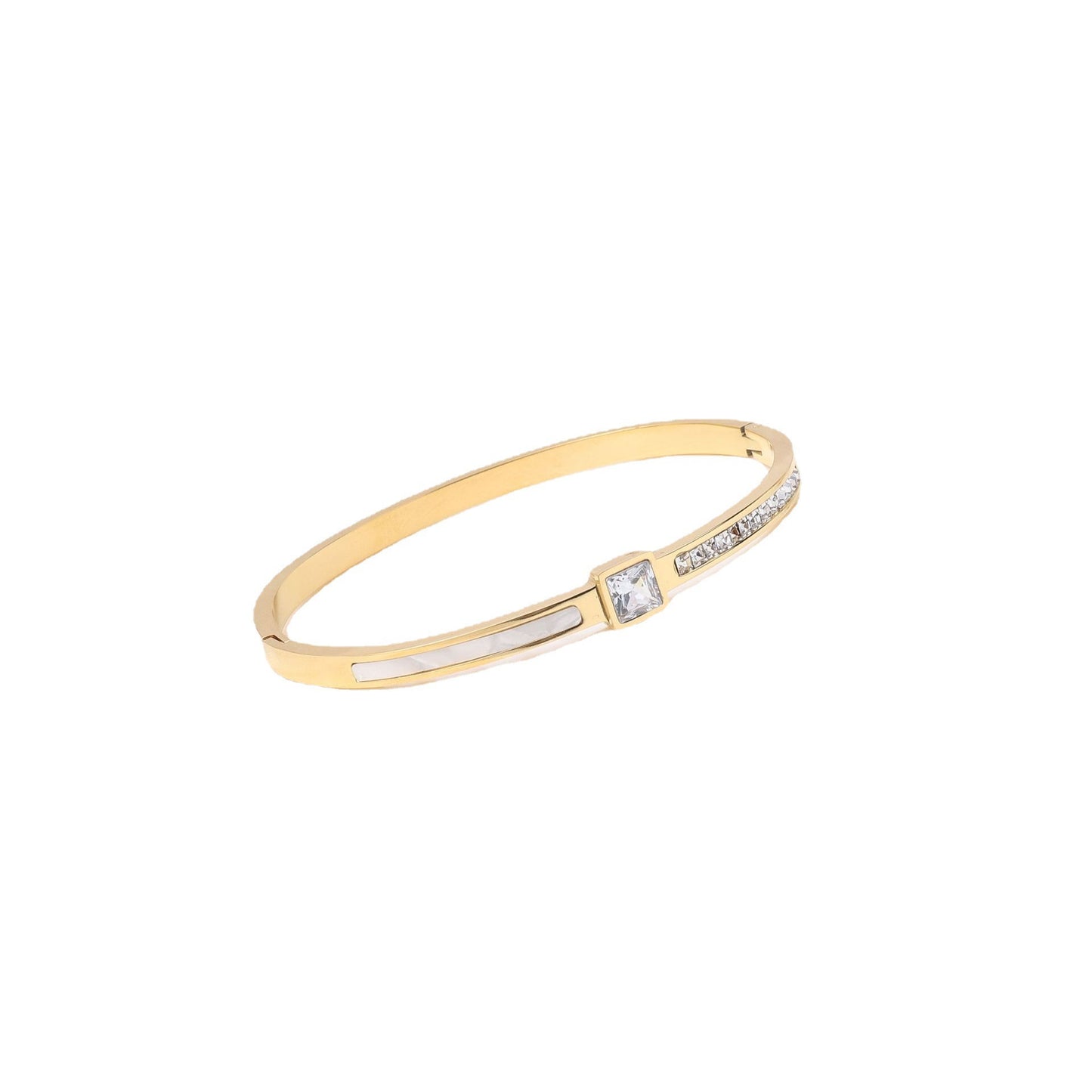 European and American cross-border square diamond titanium steel bracelet women's light luxury niche design advanced sense exquisite bracelet jewelry does not fade