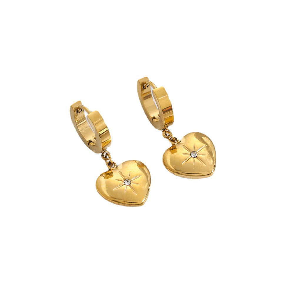 Cross-border hot-selling love diamond-set earrings, simple and cold wind octagram earrings, temperament, advanced earrings, ear jewelry