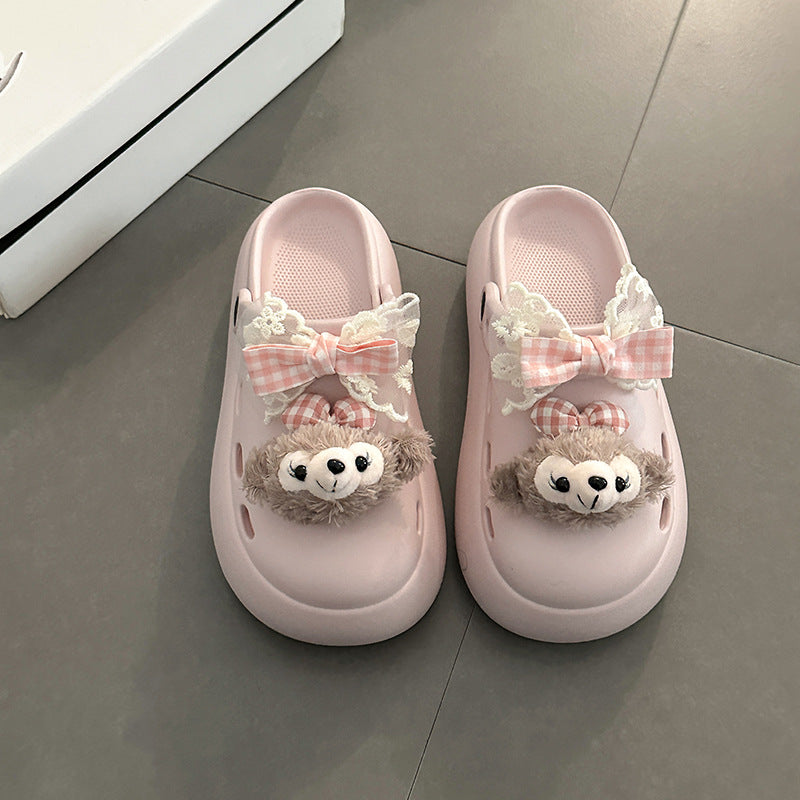 bow Sydney bag head half slippers women's outer wear spring and summer new hole shoes two wear sandals