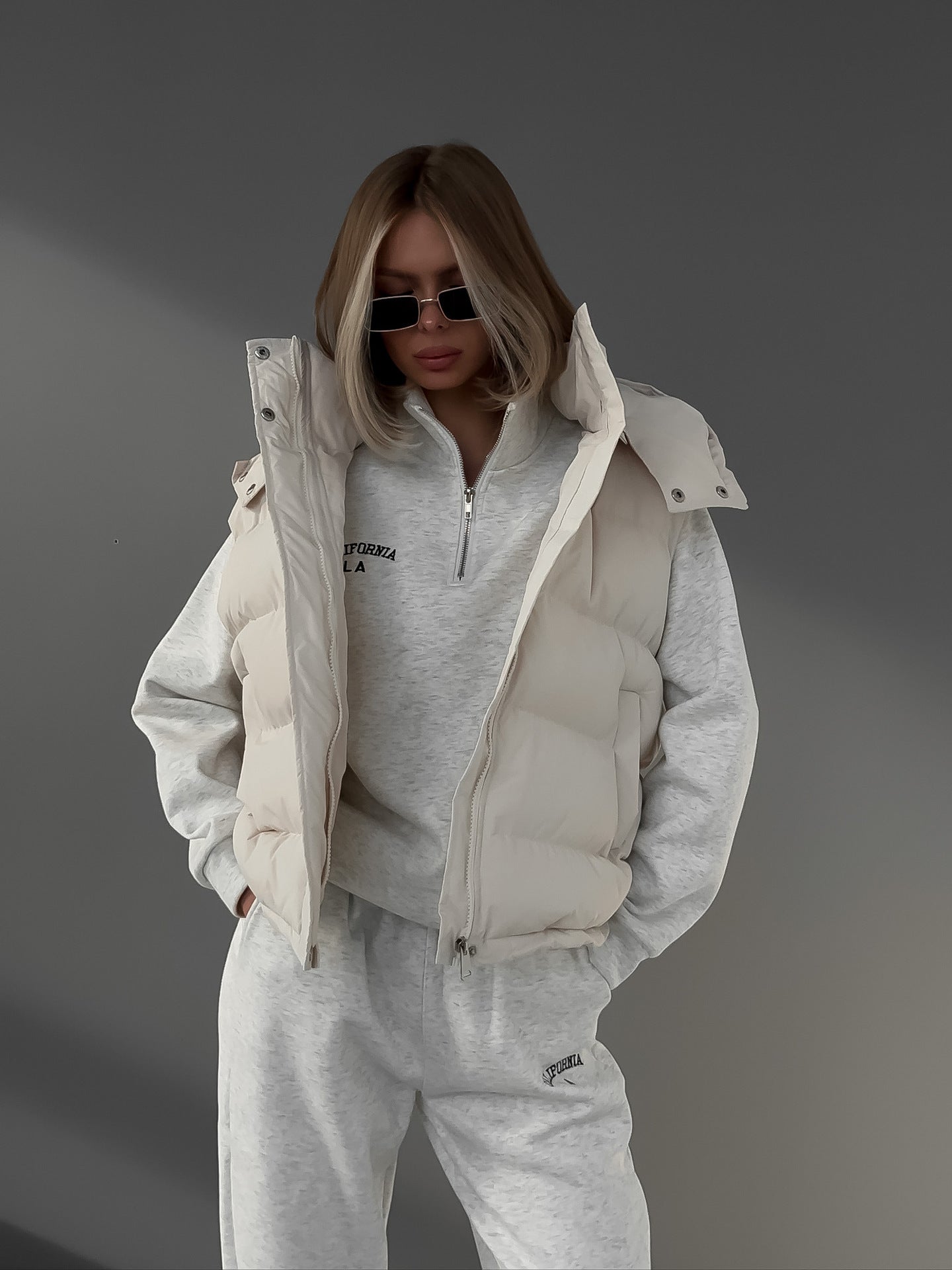 cotton clothes, vests, European and American autumn and winter new trendy babes, sleeveless hooded down cotton jackets