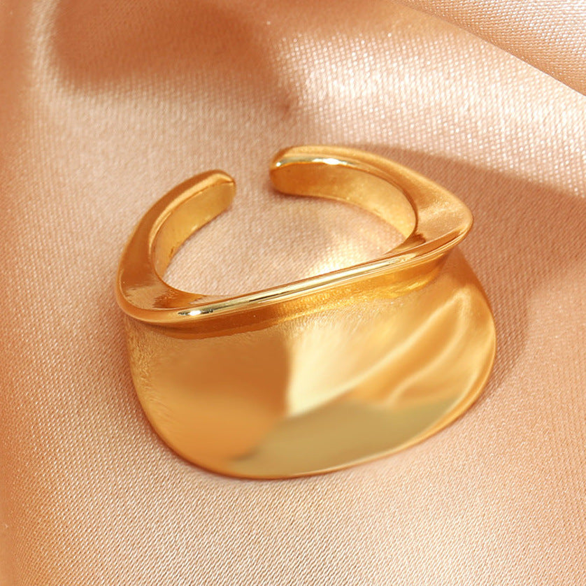 European and American exaggerated arc concave rings female high sense cold wind geometric U-shaped glossy ring open ring