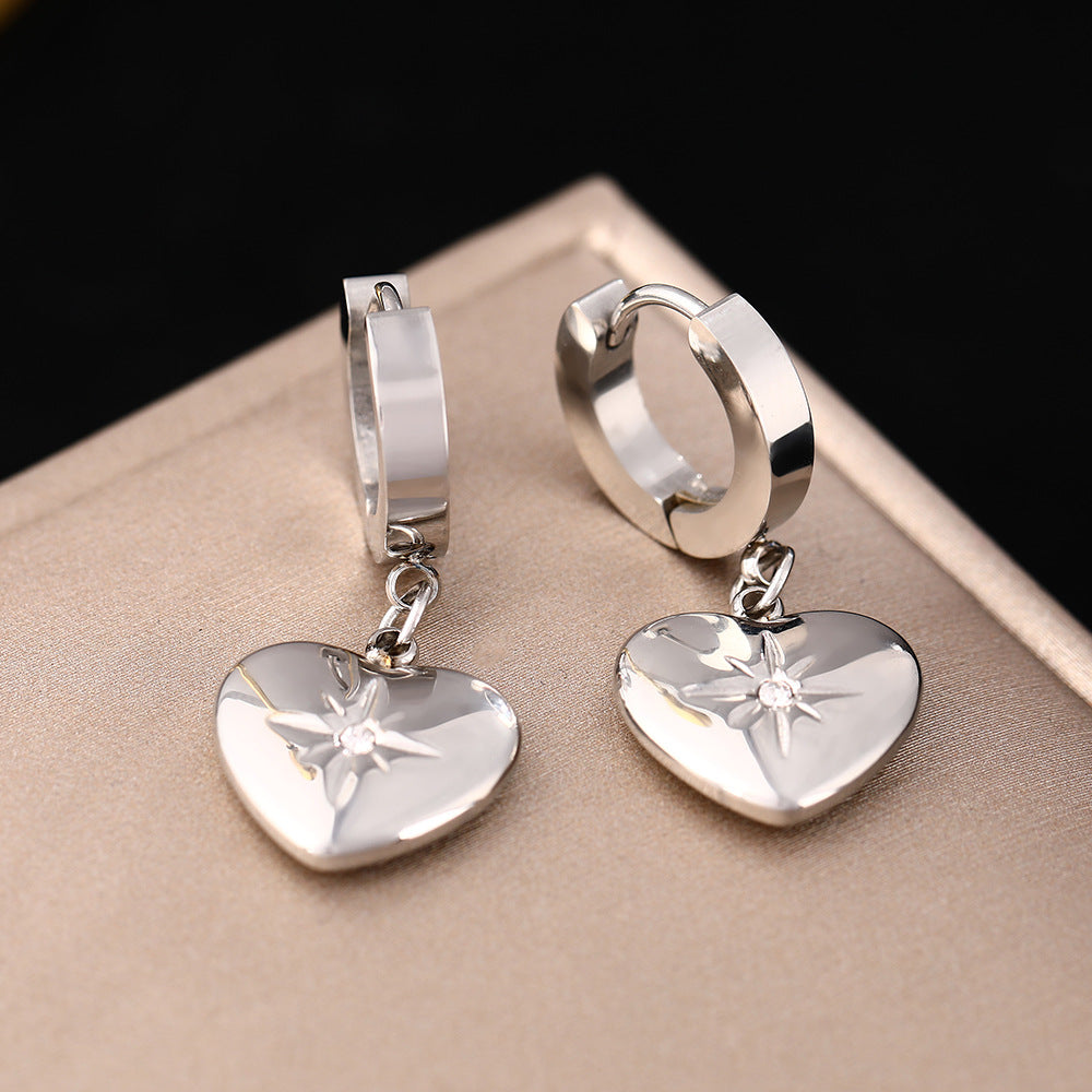 Cross-border hot-selling love diamond-set earrings, simple and cold wind octagram earrings, temperament, advanced earrings, ear jewelry